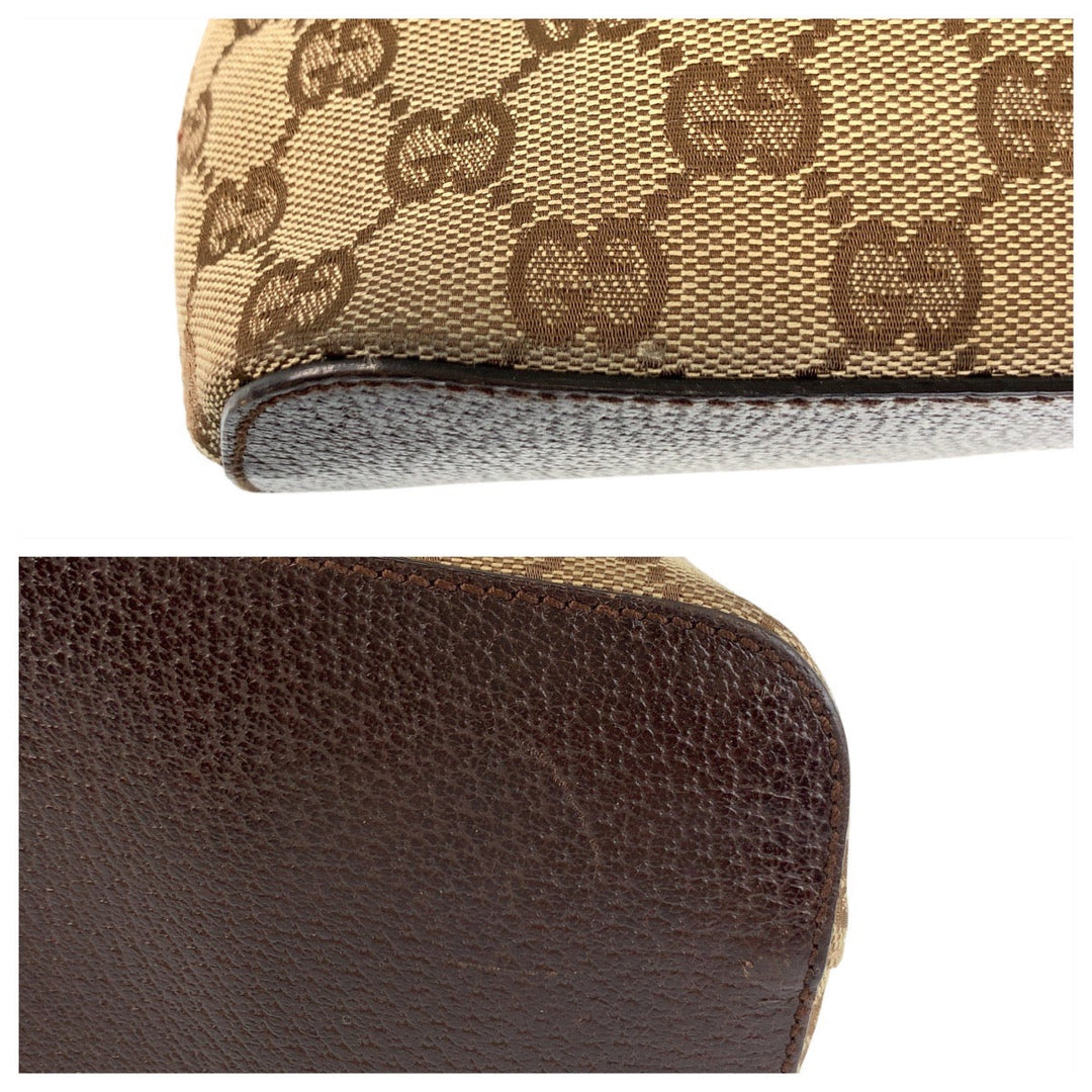 GUCCI Shoulder Bag 115003 GG canvas, leather Beige brown Hobo Shoulder Bag Women Used Authentic