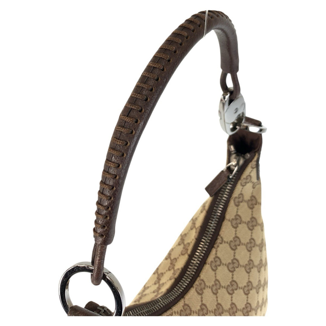 GUCCI Shoulder Bag 115003 GG canvas, leather Beige brown Hobo Shoulder Bag Women Used Authentic