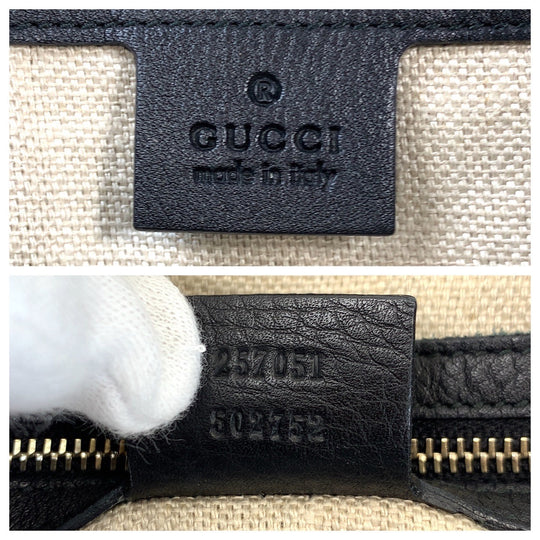GUCCI Tote Bag 257051 leather Black GoldMetal Tote Bag Shoulder Bag Women(Unisex) Used Authentic