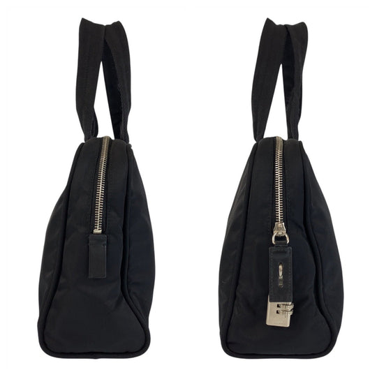 PRADA Handbag Nylon Black SilverMetal Test Triangle With logo Women Used Authentic