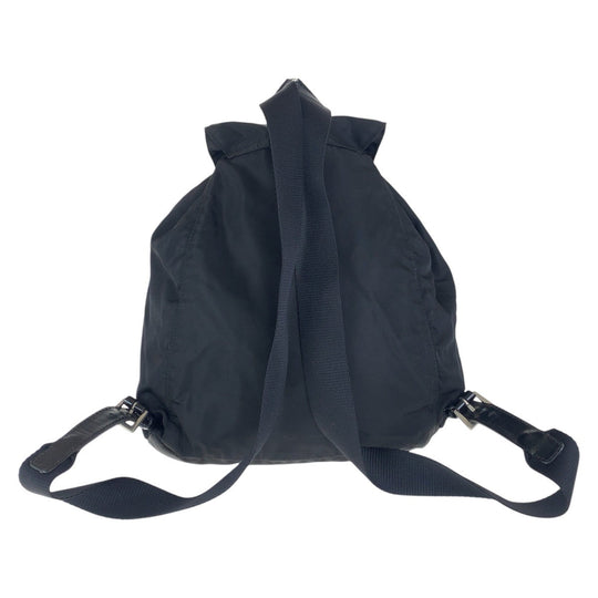 PRADA Backpack Nylon Black SilverMetal Backpack Backpack Test Triangle With logo Women Used Authentic