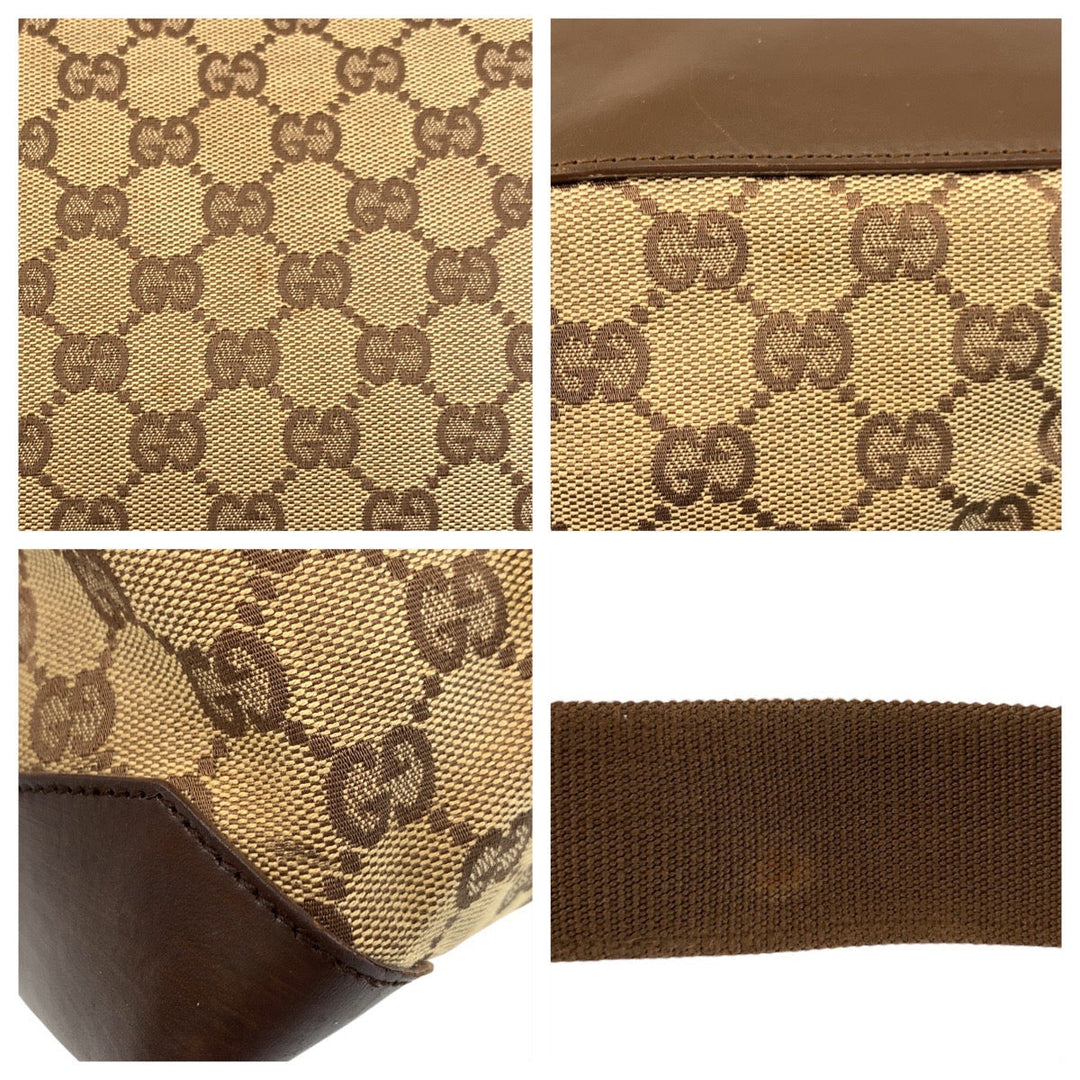 GUCCI Tote Bag 019 0426 GG canvas, leather Brown beige Tote Bag Shoulder Bag Women(Unisex) Used Authentic