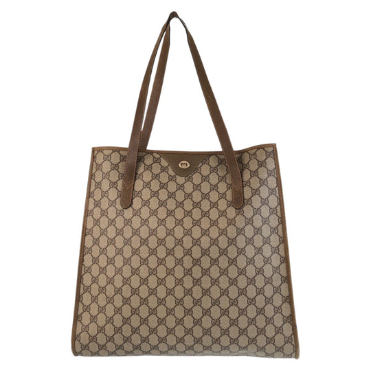 GUCCI Tote Bag 92 02 998 GG Supreme canvas, leather Beige Gold Metal Tote Bag Shoulder Bag Old Gucci Women(Unisex) Used Authentic