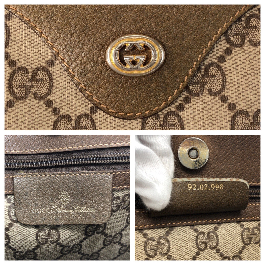GUCCI Tote Bag 92 02 998 GG Supreme canvas, leather Beige Gold Metal Tote Bag Shoulder Bag Old Gucci Women(Unisex) Used Authentic