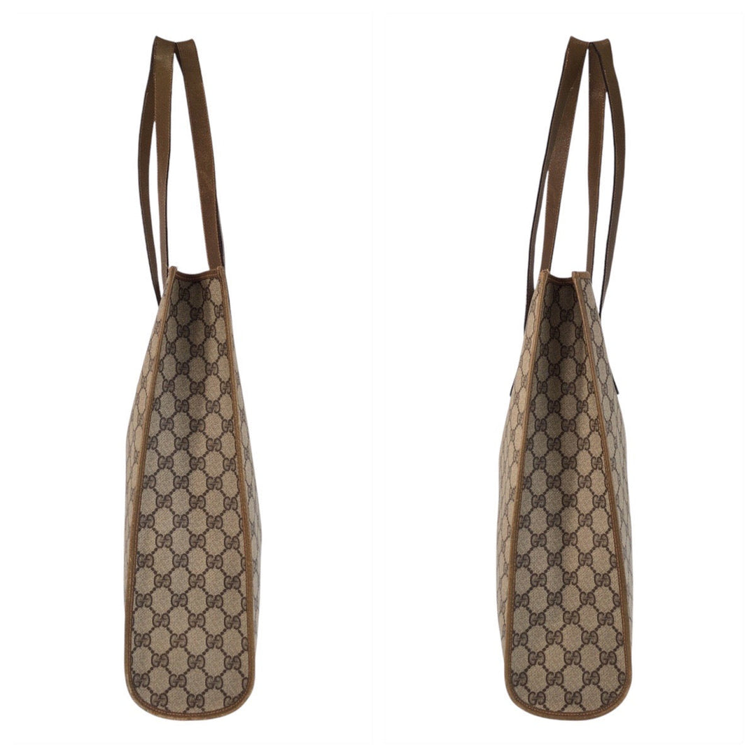 GUCCI Tote Bag 92 02 998 GG Supreme canvas, leather Beige Gold Metal Tote Bag Shoulder Bag Old Gucci Women(Unisex) Used Authentic
