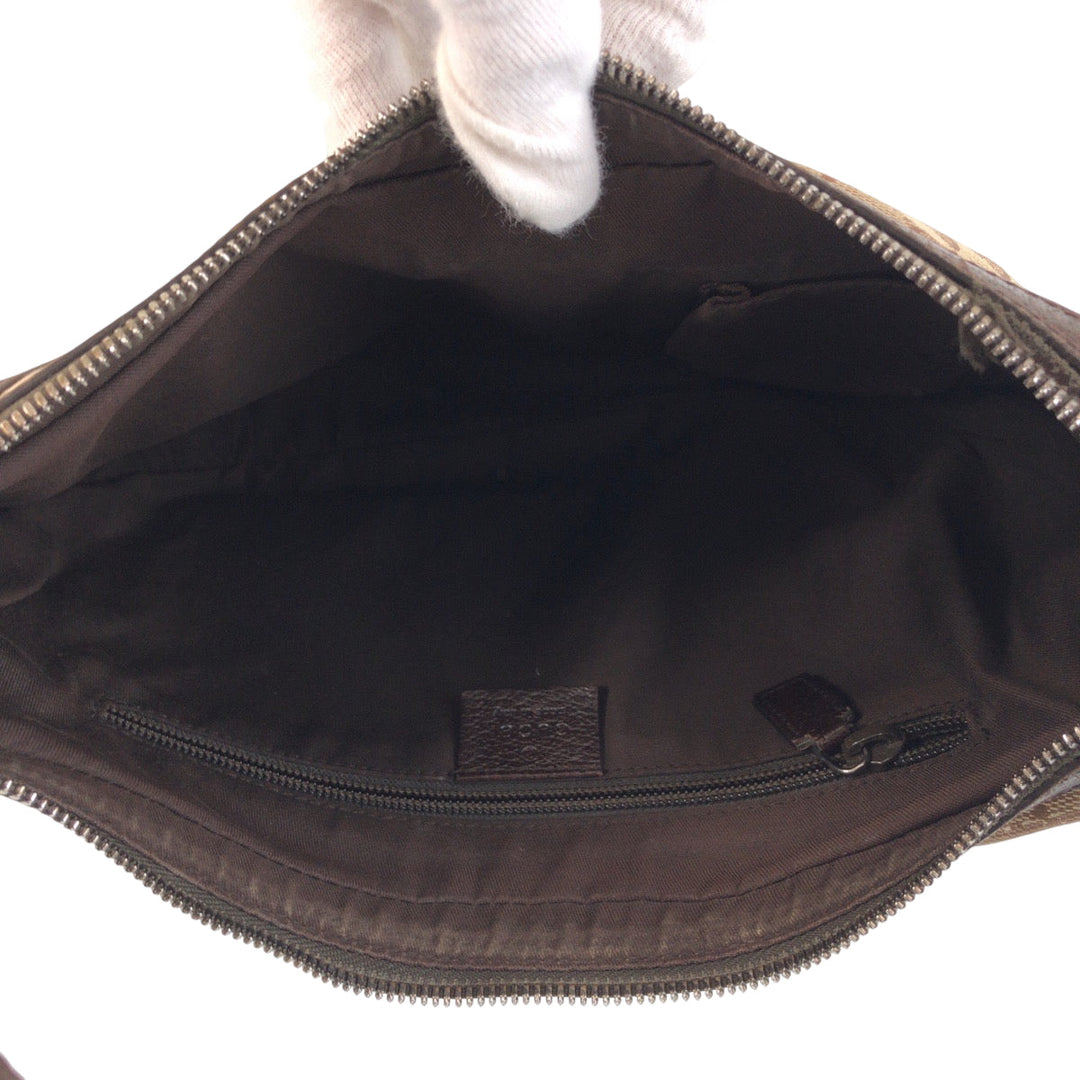 GUCCI Shoulder Bag 122790 GG canvas Beige Brown SilverMetal Shoulder Bag Sacoche Women Used Authentic