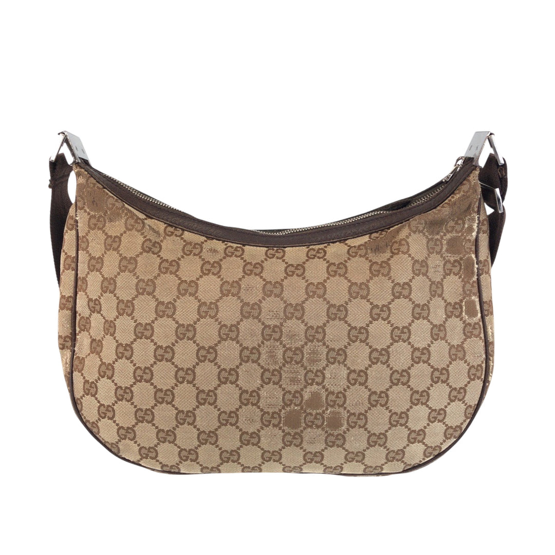 GUCCI Shoulder Bag 122790 GG canvas Beige Brown SilverMetal Shoulder Bag Sacoche Women Used Authentic