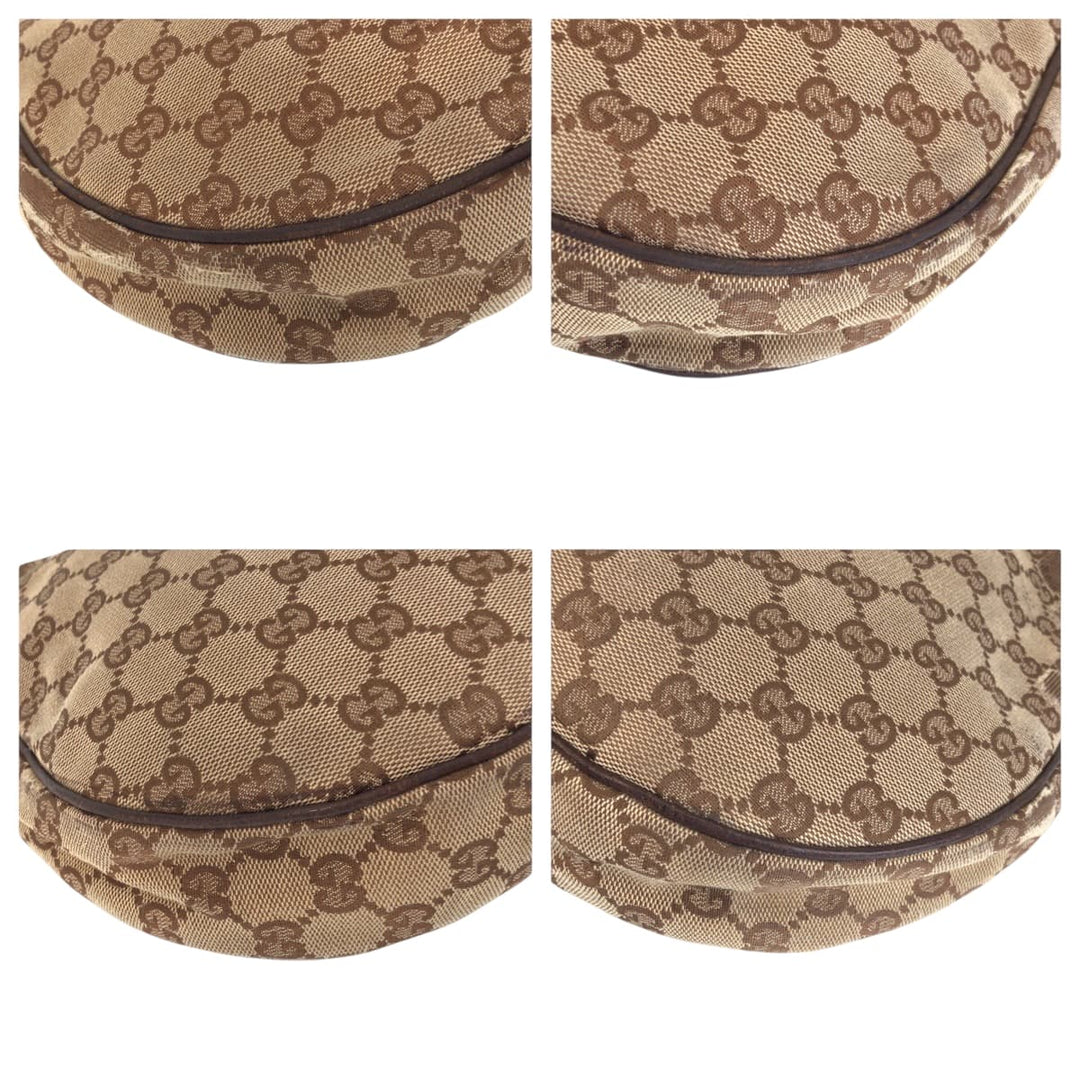 GUCCI Shoulder Bag 122790 GG canvas Beige Brown SilverMetal Shoulder Bag Sacoche Women Used Authentic