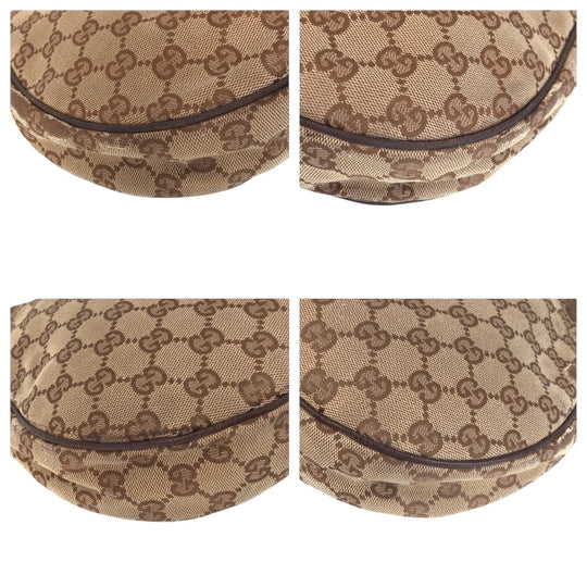 GUCCI Shoulder Bag 122790 GG canvas Beige Brown SilverMetal Shoulder Bag Sacoche Women Used Authentic