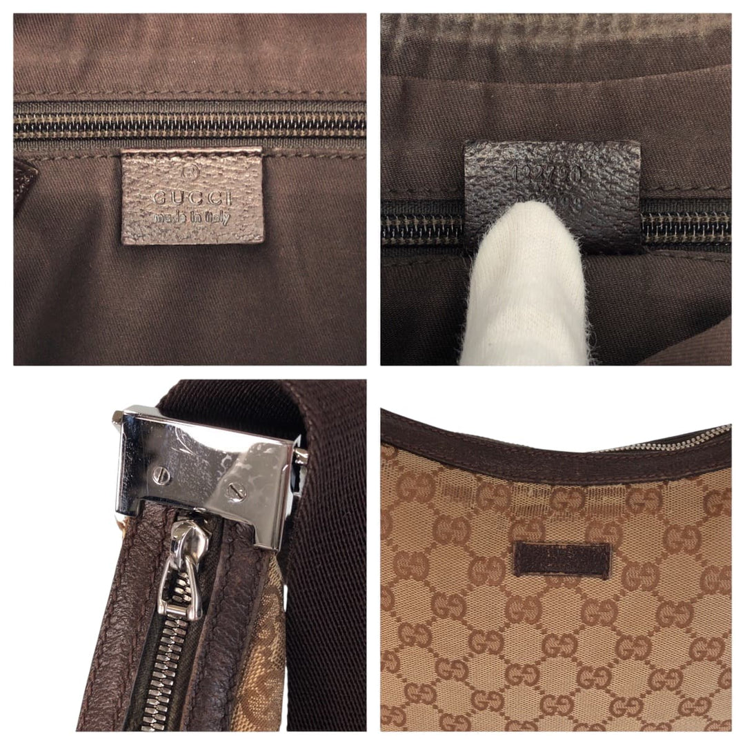 GUCCI Shoulder Bag 122790 GG canvas Beige Brown SilverMetal Shoulder Bag Sacoche Women Used Authentic