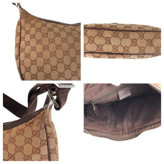 GUCCI Shoulder Bag 122790 GG canvas Beige Brown SilverMetal Shoulder Bag Sacoche Women Used Authentic