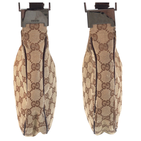 GUCCI Shoulder Bag 122790 GG canvas Beige Brown SilverMetal Shoulder Bag Sacoche Women Used Authentic