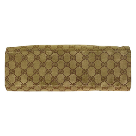 GUCCI Tote Bag 002 1016 GG canvas Beige Black SilverMetal Tote Bag handbag Bamboo Women Used Authentic