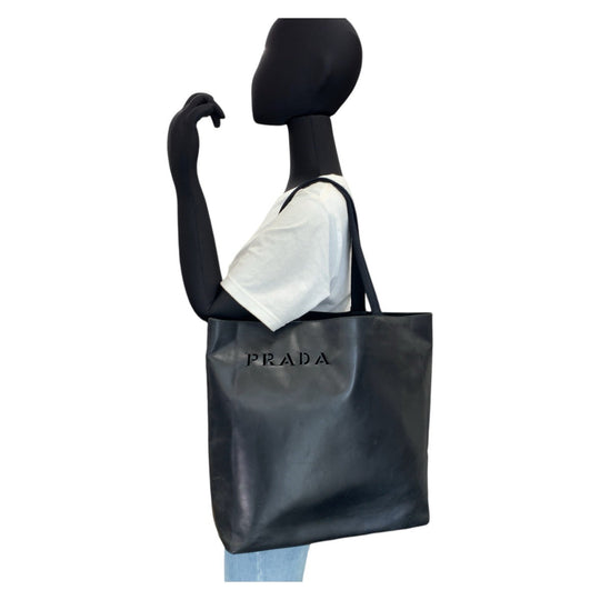 PRADA Tote Bag leather Black black Tote Bag Shoulder Bag Women Used Authentic