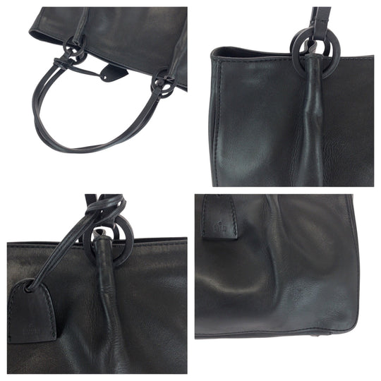 GUCCI Tote Bag 94898 leather Black GoldMetal Tote Bag handbag Women Used Authentic