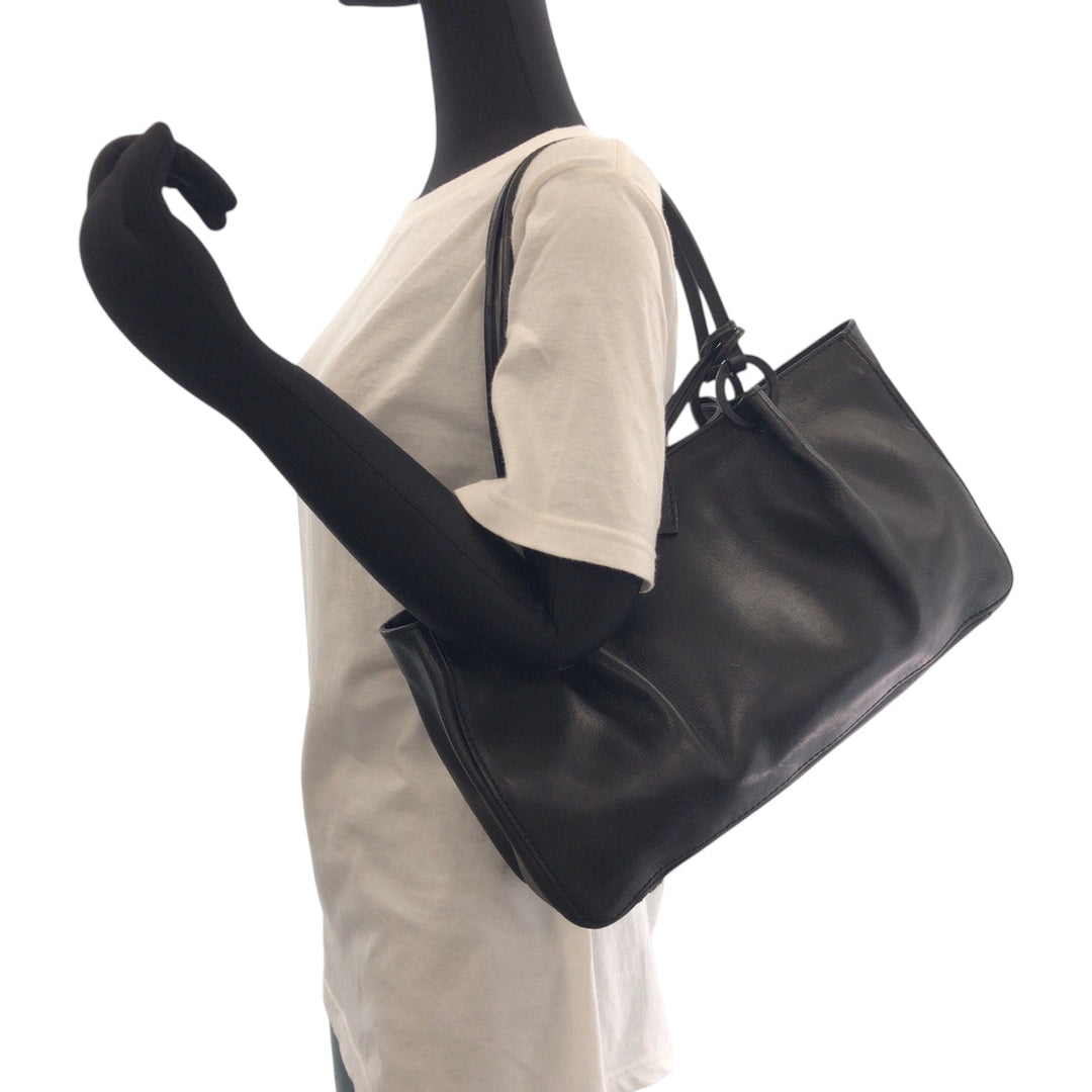 GUCCI Tote Bag 94898 leather Black GoldMetal Tote Bag handbag Women Used Authentic
