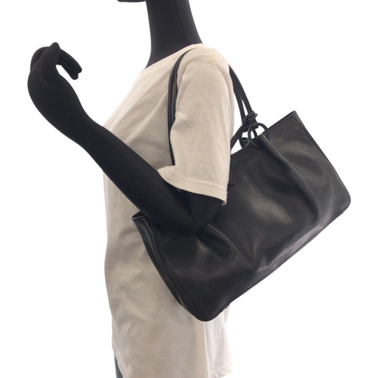 GUCCI Tote Bag 94898 leather Black GoldMetal Tote Bag handbag Women Used Authentic