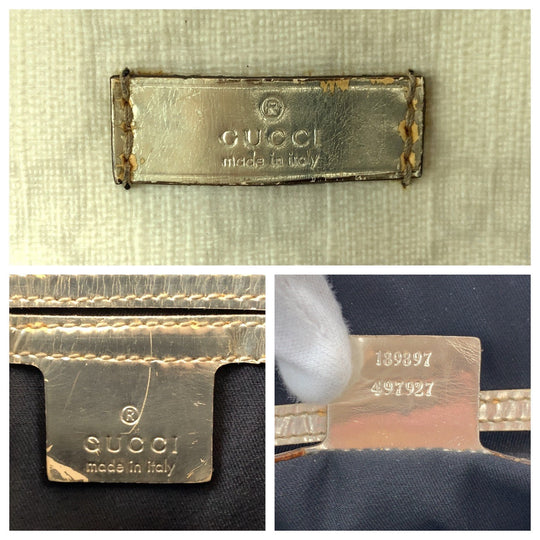 GUCCI Tote Bag 189897 GG Supreme canvas, leather White Gold Metal Tote Bag Shoulder Bag Women Used Authentic