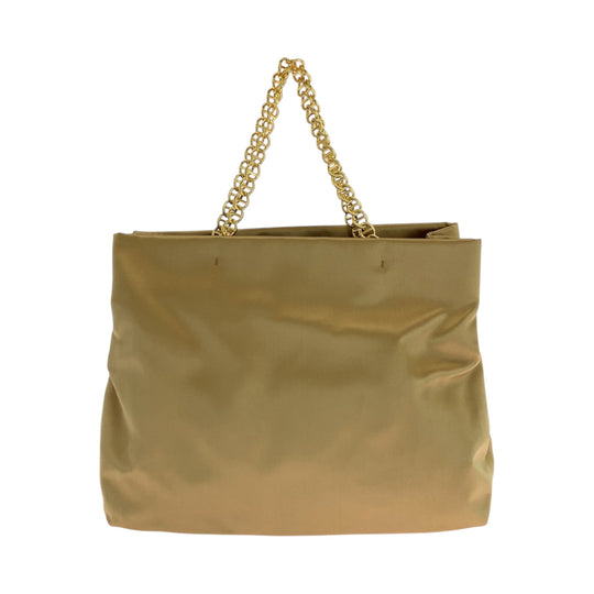 PRADA Tote Bag Satin Gold Metal chain tote bag Women Used Authentic