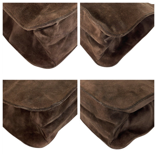 GUCCI Shoulder Bag 001 3167 Suede Brown