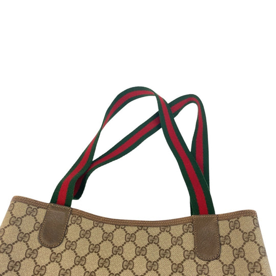GUCCI Tote Bag 39 02 003 GG Supreme canvas, leather Brown Gold Metal Tote Bag Shoulder Bag Old Gucci Shelly Line Interlocking Women(Unisex) Used Authentic