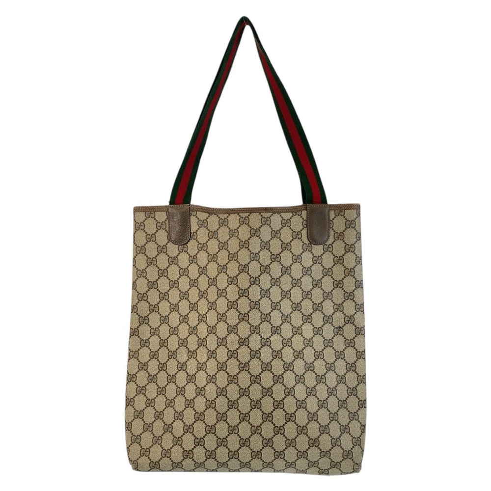 GUCCI Tote Bag 39 02 003 GG Supreme canvas, leather Brown Gold Metal Tote Bag Shoulder Bag Old Gucci Shelly Line Interlocking Women(Unisex) Used Authentic