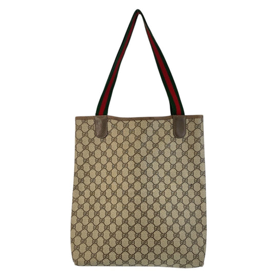 GUCCI Tote Bag 39 02 003 GG Supreme canvas, leather Brown Gold Metal Tote Bag Shoulder Bag Old Gucci Shelly Line Interlocking Women(Unisex) Used Authentic