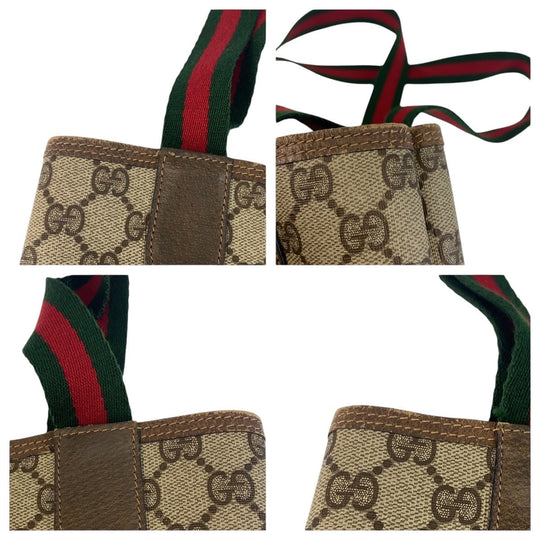 GUCCI Tote Bag 39 02 003 GG Supreme canvas, leather Brown Gold Metal Tote Bag Shoulder Bag Old Gucci Shelly Line Interlocking Women(Unisex) Used Authentic