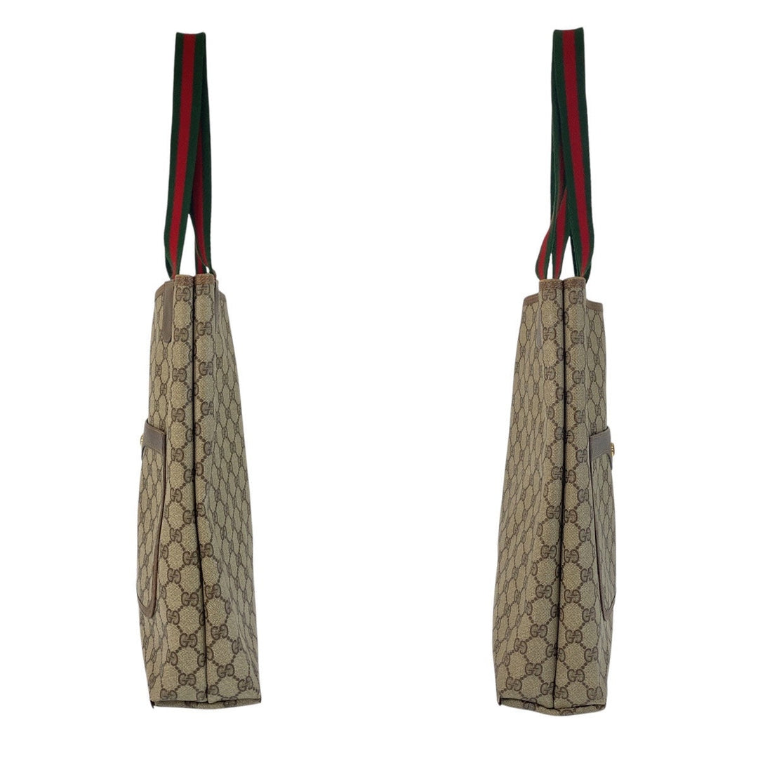 GUCCI Tote Bag 39 02 003 GG Supreme canvas, leather Brown Gold Metal Tote Bag Shoulder Bag Old Gucci Shelly Line Interlocking Women(Unisex) Used Authentic