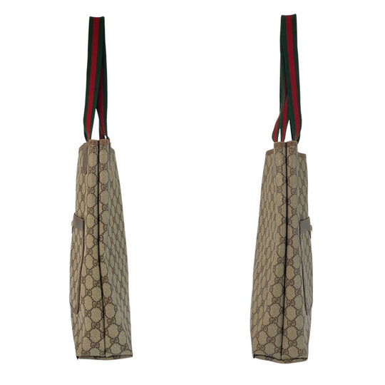 GUCCI Tote Bag 39 02 003 GG Supreme canvas, leather Brown Gold Metal Tote Bag Shoulder Bag Old Gucci Shelly Line Interlocking Women(Unisex) Used Authentic