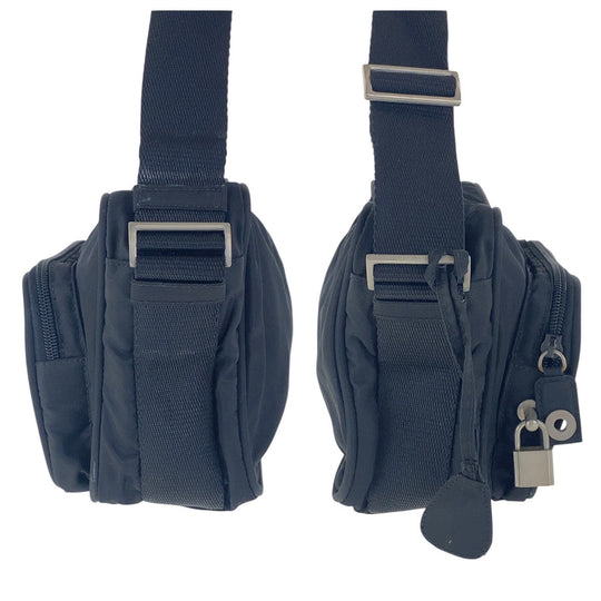 PRADA Shoulder Bag B7558 Nylon Black SilverMetal Crossbody Shoulder Bag Unisex Test Triangle With logo Women(Unisex) Used Authentic
