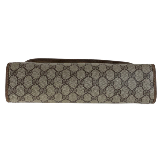 GUCCI Clutch bag 89 01 031 GG Supreme canvas, leather Beige Brown Gold Metal Clutch bag Sherry Line Old Gucci Women Used Authentic