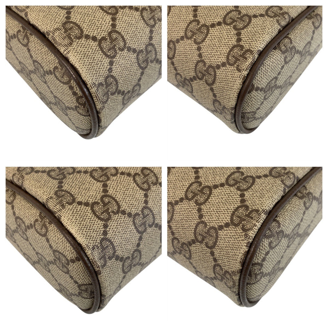 GUCCI Clutch bag 32 014 3553 GG Supreme canvas, leather Beige Brown Gold Metal Sherry Line Old Gucci Women Used Authentic