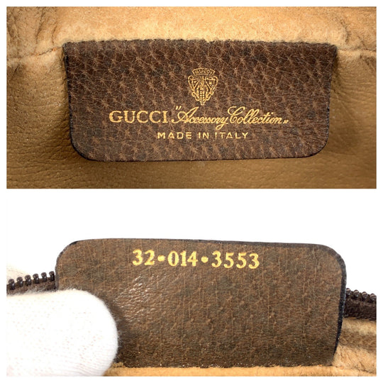 GUCCI Clutch bag 32 014 3553 GG Supreme canvas, leather Beige Brown Gold Metal Sherry Line Old Gucci Women Used Authentic