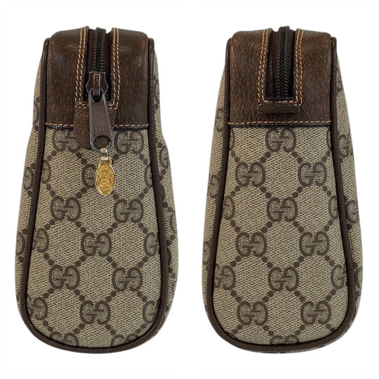 GUCCI Clutch bag 32 014 3553 GG Supreme canvas, leather Beige Brown Gold Metal Sherry Line Old Gucci Women Used Authentic