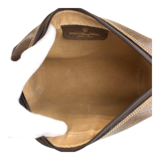 GUCCI Clutch bag 32 014 3553 GG Supreme canvas, leather Beige Brown Gold Metal Sherry Line Old Gucci Women Used Authentic