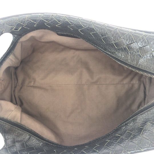 BOTTEGAVENETA business bag 144361 V6143 1000 leather Black Gunmetal business bag clutch bag INTRECCIATO mens Used Authentic