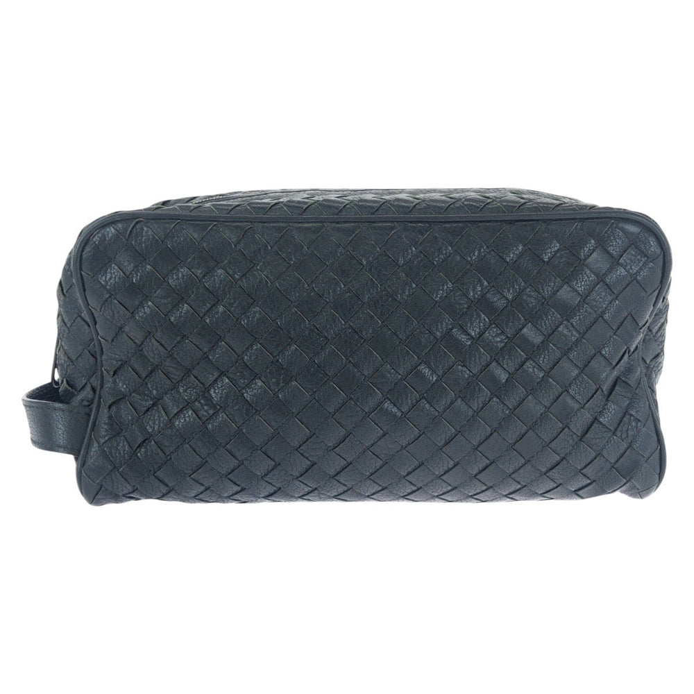 BOTTEGAVENETA business bag 144361 V6143 1000 leather Black Gunmetal business bag clutch bag INTRECCIATO mens Used Authentic
