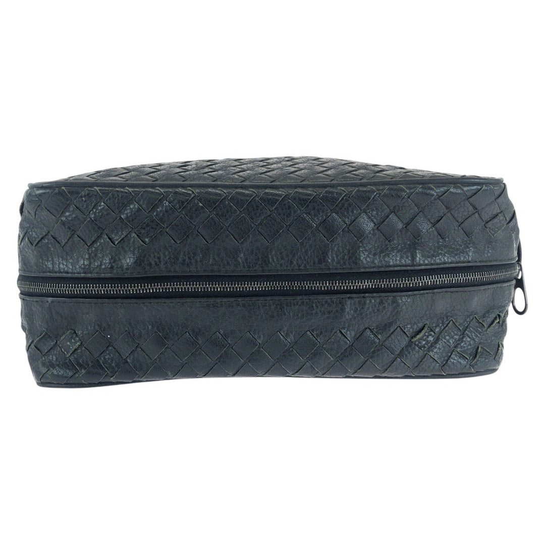 BOTTEGAVENETA business bag 144361 V6143 1000 leather Black Gunmetal business bag clutch bag INTRECCIATO mens Used Authentic