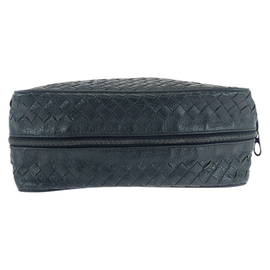 BOTTEGAVENETA business bag 144361 V6143 1000 leather Black Gunmetal business bag clutch bag INTRECCIATO mens Used Authentic