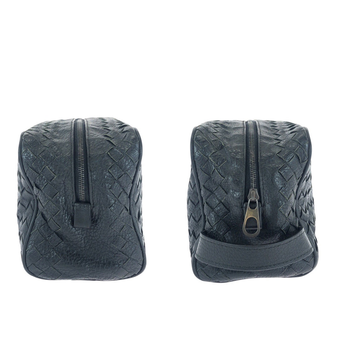 BOTTEGAVENETA business bag 144361 V6143 1000 leather Black Gunmetal business bag clutch bag INTRECCIATO mens Used Authentic