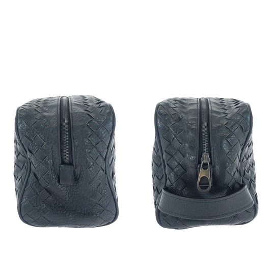 BOTTEGAVENETA business bag 144361 V6143 1000 leather Black Gunmetal business bag clutch bag INTRECCIATO mens Used Authentic