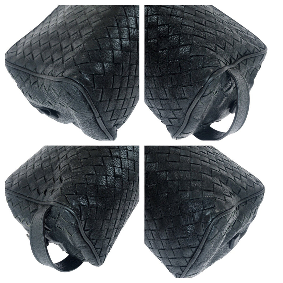 BOTTEGAVENETA business bag 144361 V6143 1000 leather Black Gunmetal business bag clutch bag INTRECCIATO mens Used Authentic