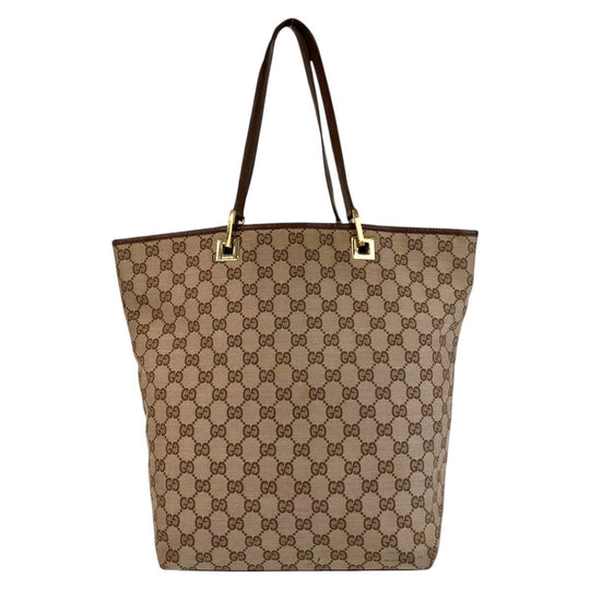 GUCCI Tote Bag 002 1098 GG canvas, leather Brown Gold Metal Tote Bag Shoulder Bag Women Used Authentic