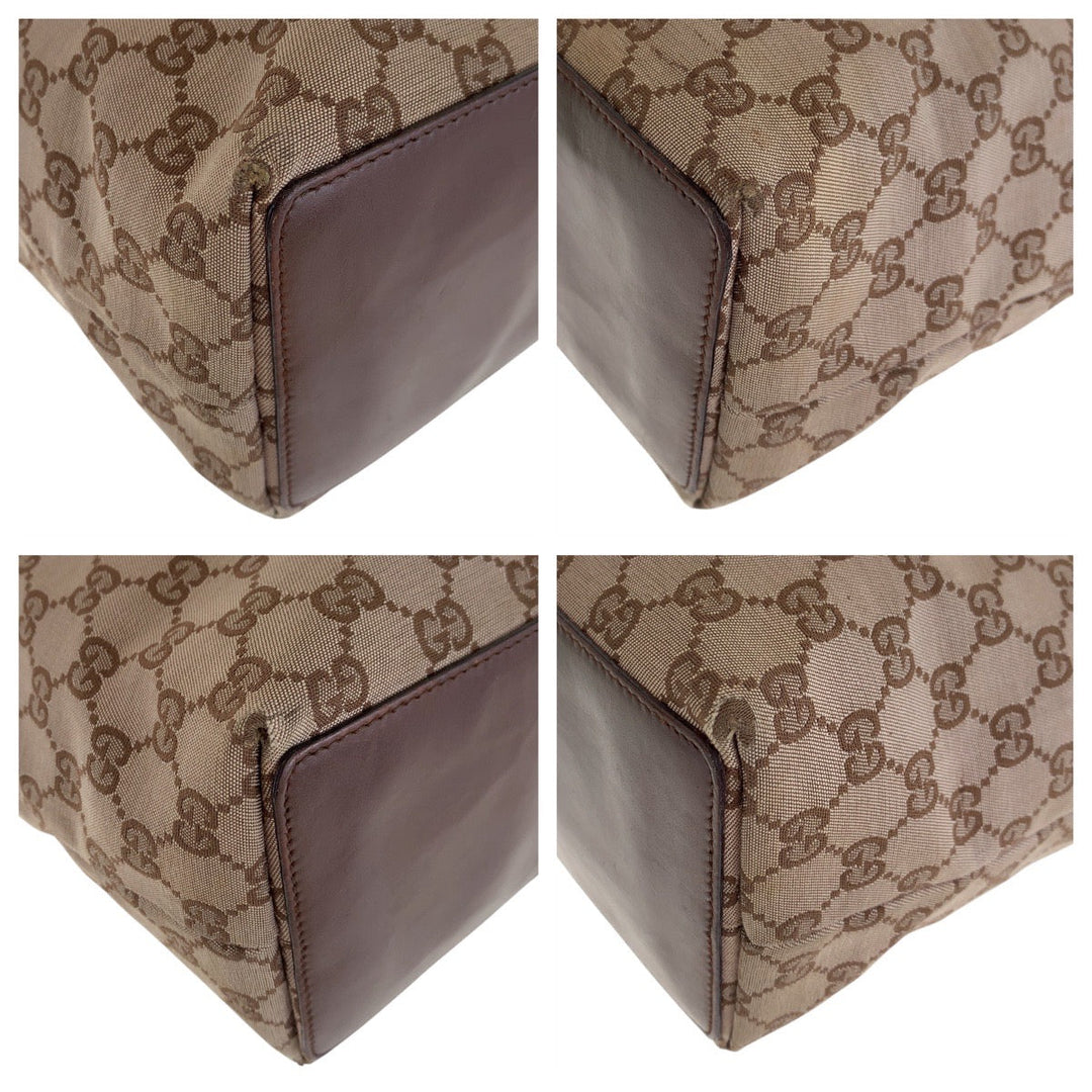 GUCCI Tote Bag 002 1098 GG canvas, leather Brown Gold Metal Tote Bag Shoulder Bag Women Used Authentic