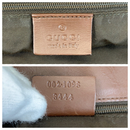 GUCCI Tote Bag 002 1098 GG canvas, leather Brown Gold Metal Tote Bag Shoulder Bag Women Used Authentic