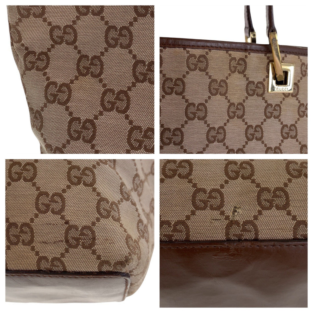 GUCCI Tote Bag 002 1098 GG canvas, leather Brown Gold Metal Tote Bag Shoulder Bag Women Used Authentic