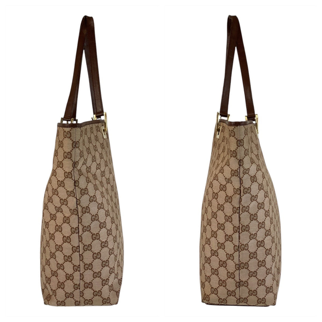 GUCCI Tote Bag 002 1098 GG canvas, leather Brown Gold Metal Tote Bag Shoulder Bag Women Used Authentic