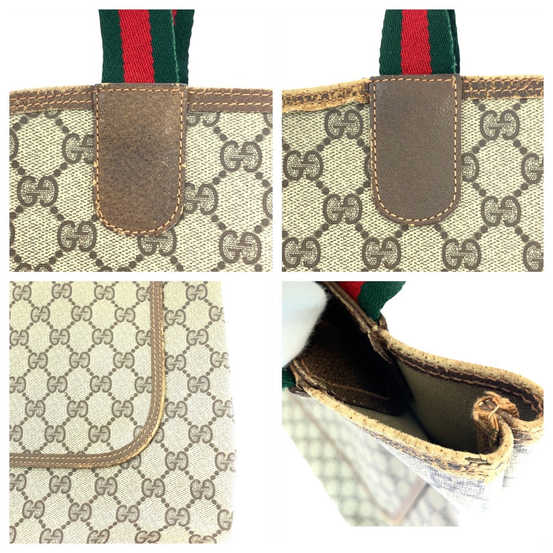 GUCCI Tote Bag 62503 GG Supreme canvas, leather Brown Metal Tote Bag Shoulder Bag Old Gucci Shelly Line Interlocking Women(Unisex) Used Authentic