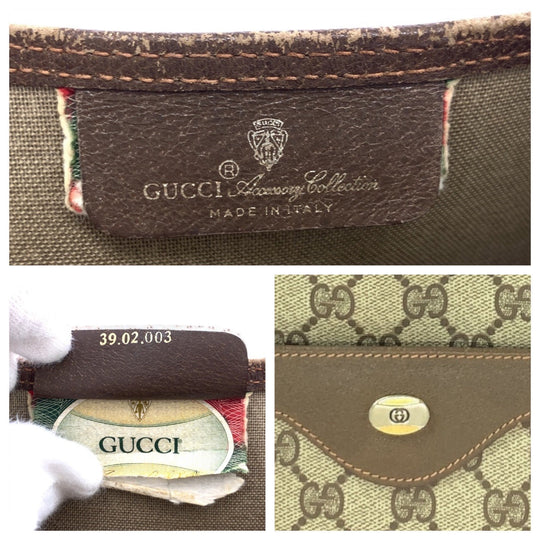 GUCCI Tote Bag 62503 GG Supreme canvas, leather Brown Metal Tote Bag Shoulder Bag Old Gucci Shelly Line Interlocking Women(Unisex) Used Authentic